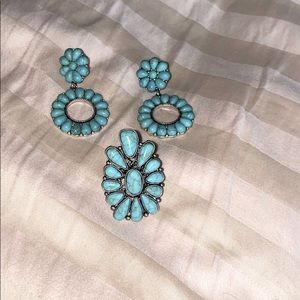 Turquoise earrings and Ring